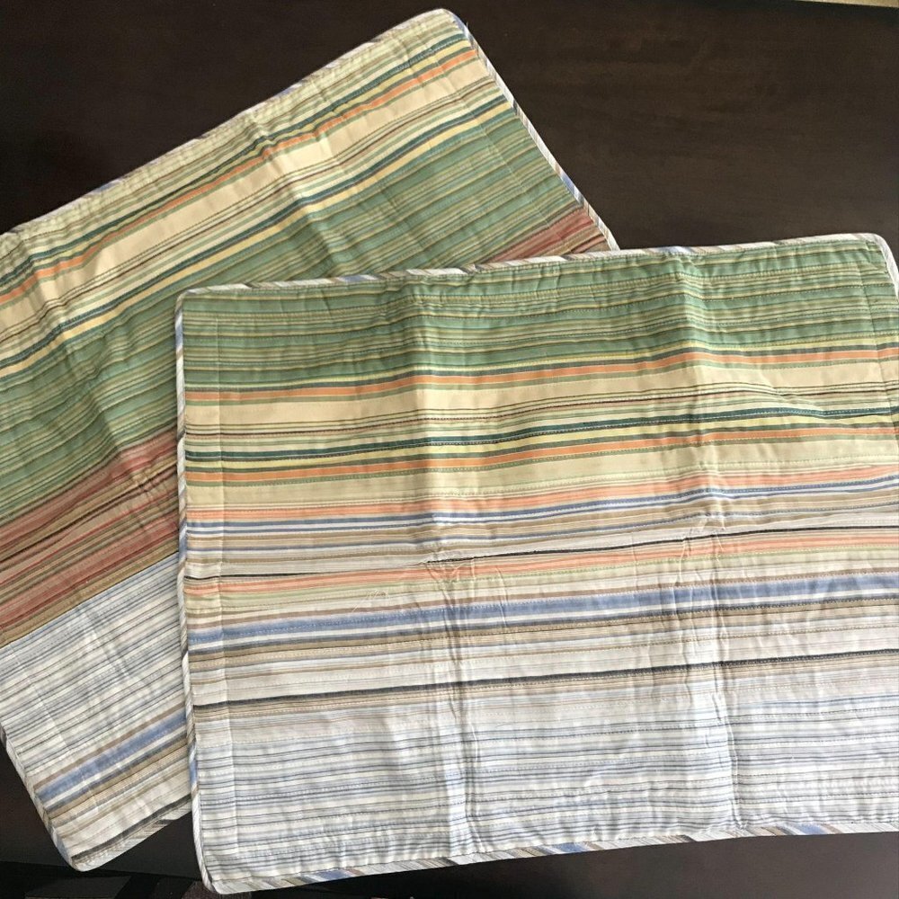 Set of 2 Neutral Stripe Standard Pillow Shams - Picture 2 of 10